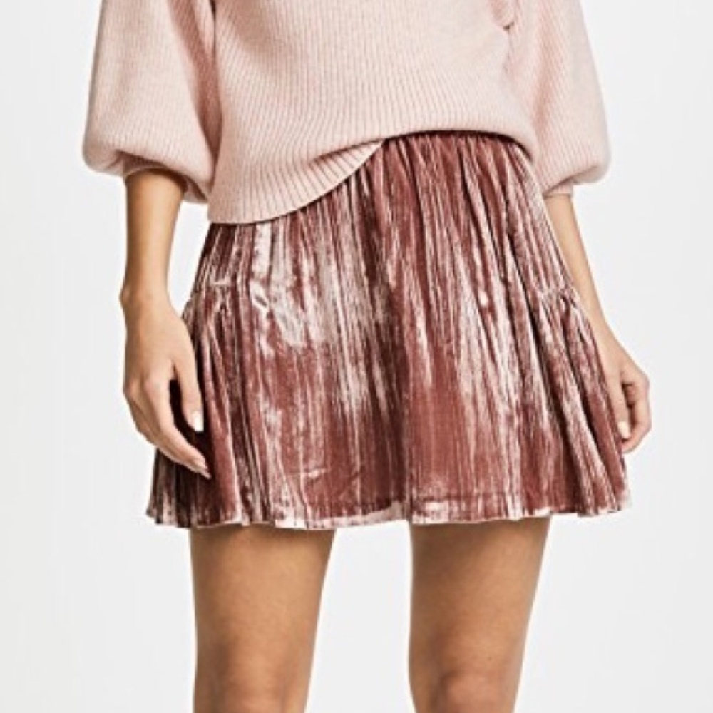 Madewell Crushed Velvet Mini Skirt - Mauve Pink